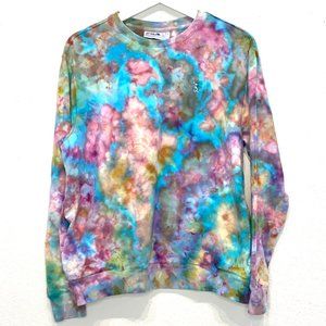 Fila Long Sleeve Crew Neck Custom Tie Dye Sweatshirt with Pockets